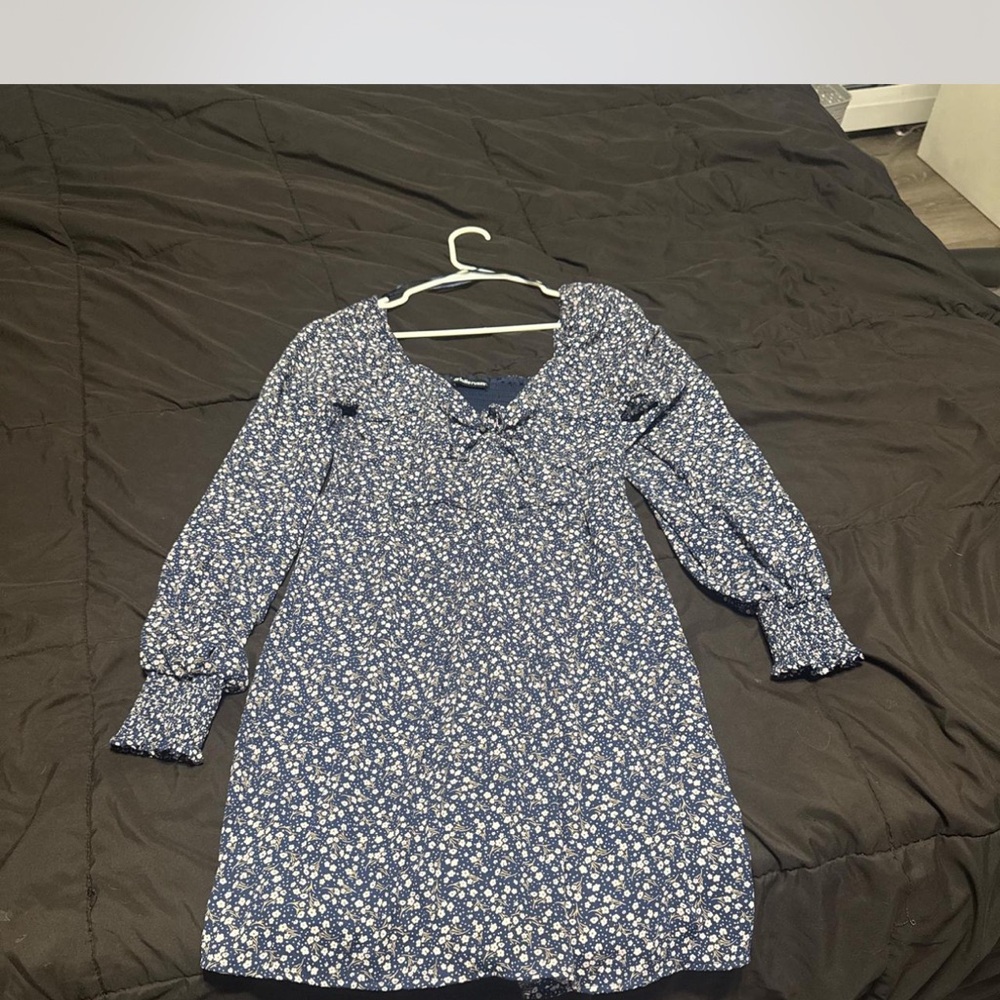 Charlotte Russe Blue and White Bishop Sleeve Sundress